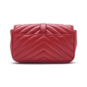Saint Laurent V-flap Shoulder Chain Bag Lambskin Red